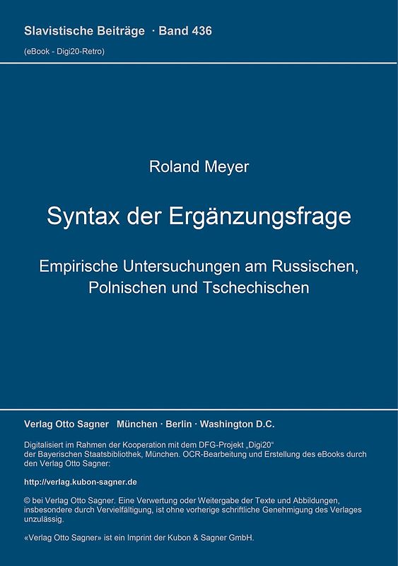 Syntax der Ergänzungsfrage