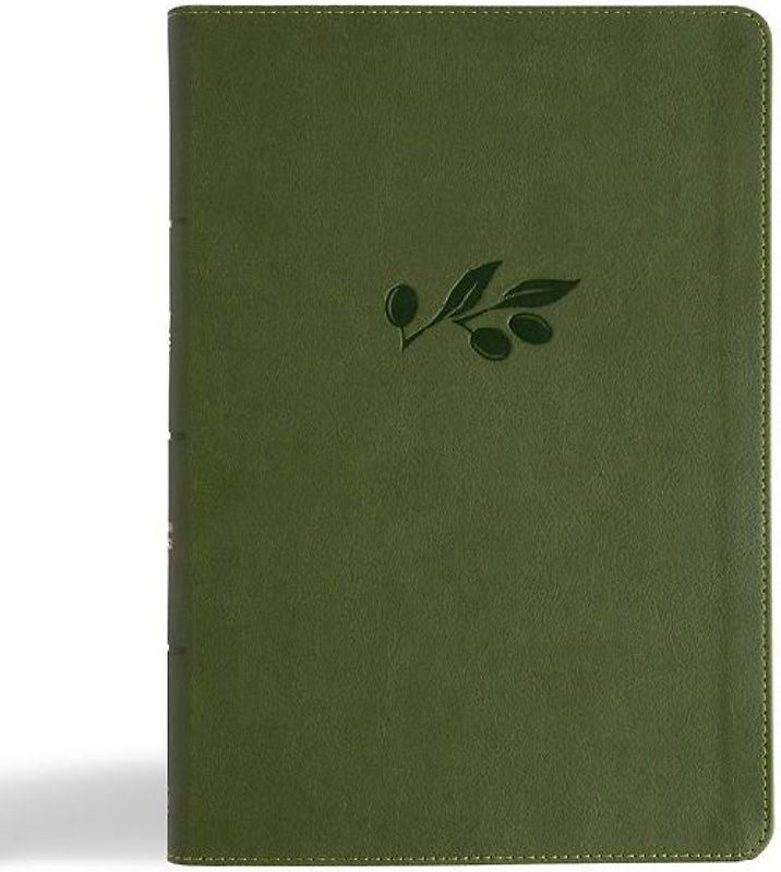 CSB Giant Print Single-Column Bible, Olive Leathertouch