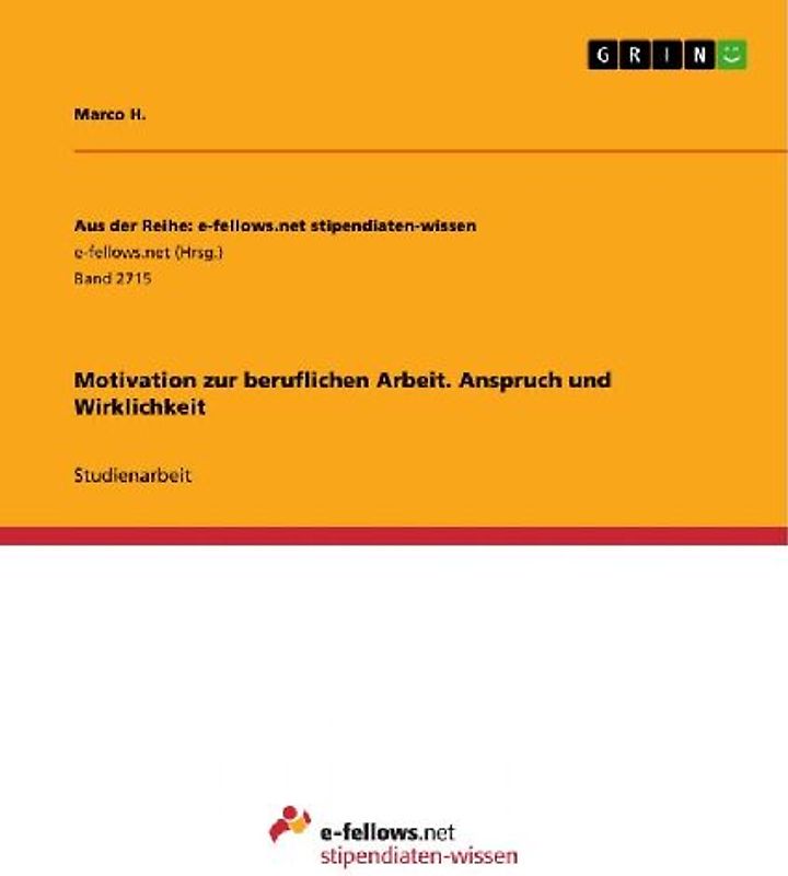 Motivation zur beruflichen Arbeit. Anspruch und Wirklichkeit