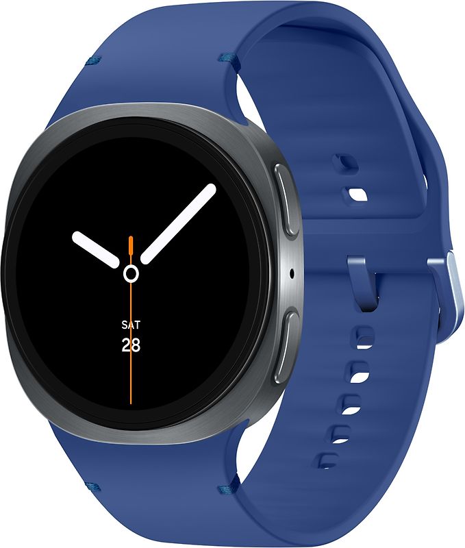 Samsung Galaxy Watch8 44 mm Boîtier aluminium graphite sur Sport en silicone M/L bleu nuit [Wi-Fi]