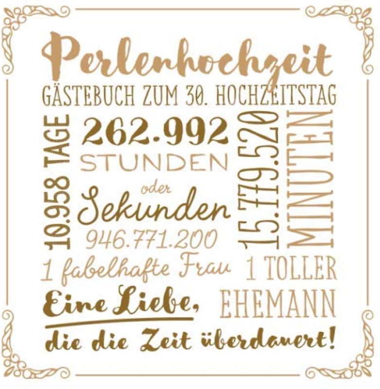 Perlenhochzeit ~ Gästebuch zum 30. Hochzeitstag: Vintage Dekoration zur Feier der Perlen Hochzeit - 30 Jahre - Deko Buch für Glückwünsche und Fotos der Gäste
