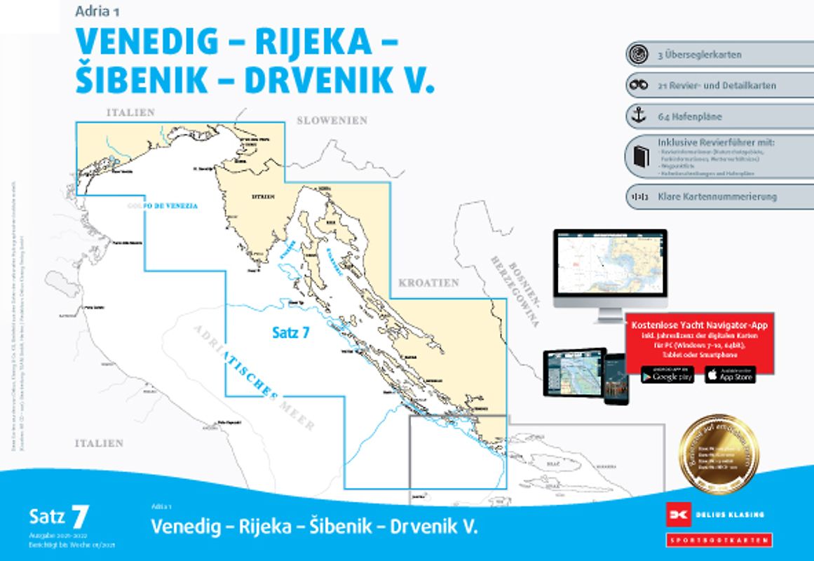 Sportbootkarten Satz 7: Adria 1 (Ausgabe 2021/2022)