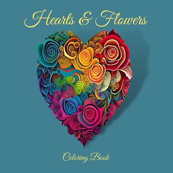 Hearts & Flowers: 50 Flower Filled Hearts Coloring Pages for Adults and Teens. Great Gift for Valentine Day or Any Romantic Occasion. Large Print 8.5 x 8.5 Size