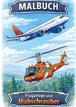 Malbuch, Flugzeuge und Hubschrauber.