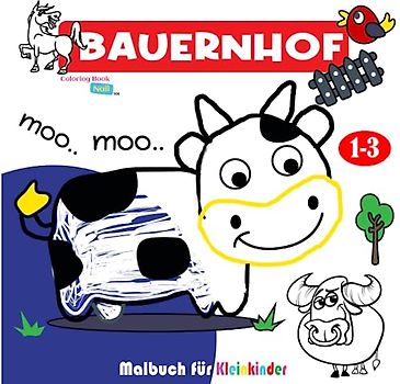 Bauernhof-Malbuch für Kleinkinder: Erstes Malbuch für Kleinkinder im Alter von 1–3 Jahren mit 30 bezaubernden Bauernhoftier-Malseiten für kleine Kinder/große Tierillustrationen
