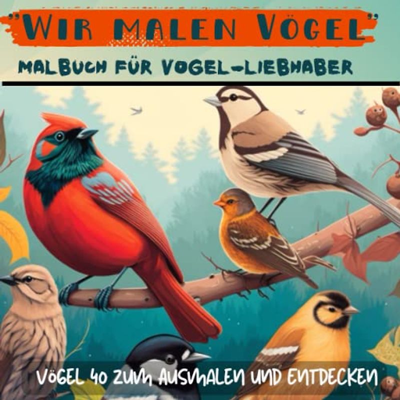 Wir malen Vögel: Malbuch für Vogel-Liebhaber I 40 Vögel zum Ausmalen und Entdecken