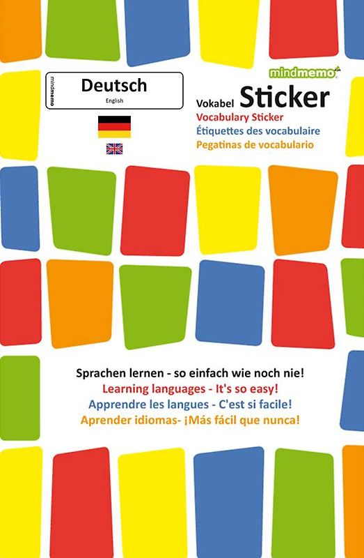 mindmemo Vokabel Sticker - Grundwortschatz Deutsch (DaF) / Englisch - 280 Vokabel Aufkleber für Kinder und Erwachsene. Deutsch lernen leicht gemacht Lernhilfe Lernsticker Sprachsticker Learning German for Dummies