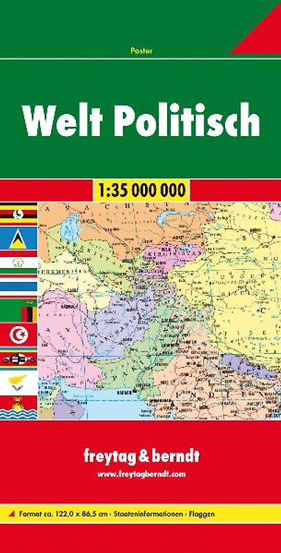 Welt politisch gefaltet. 1:35.000.000