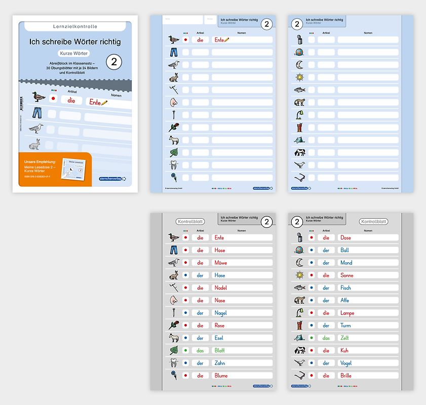 Ich schreibe Wörter richtig - Abreißblock 2 - Lernzielkontrolle - Kurze Wörter