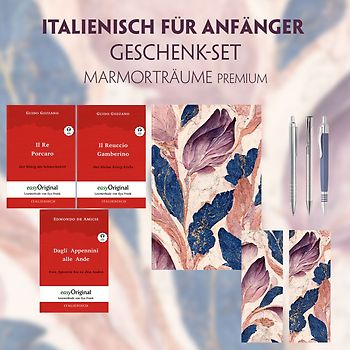 Italienisch für Anfänger Geschenkset - 3 Bücher (mit Audio-Online) + Marmorträume Schreibset Premium
