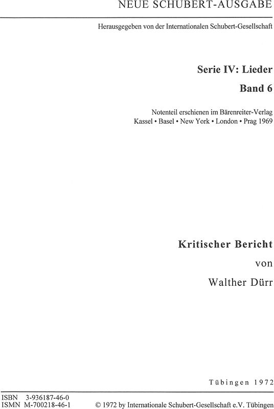 Neue Schubert-Ausgabe. Kritische Berichte / Lieder 6