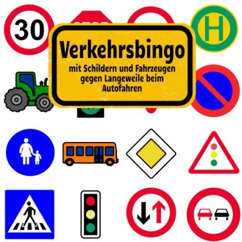 Verkehrsbingo: mit Schildern und Fahrzeugen gegen Langeweile beim Autofahren