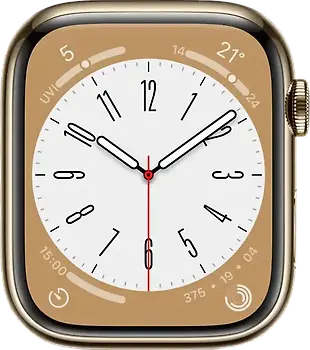 Apple Watch Series 8 45 mm Boîtier acier inoxydable or [Wi-Fi + Cellulaire]