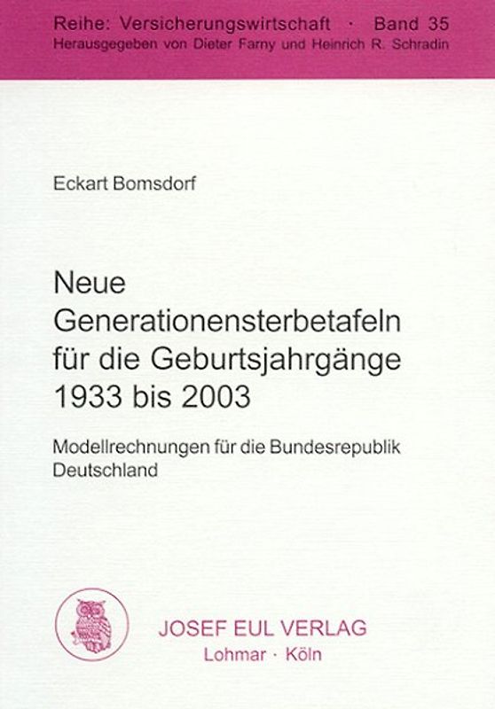 Neue Generationensterbetafeln für die 2 Geburtsjahrgänge 1933 bis 2003