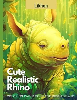 Likhon Cute Realistic Rhino Coloring Pages Book for Kids Age 7-12