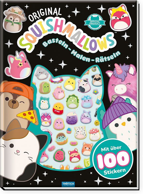 TRÖTSCH - Bastelbuch mit Stickern Original Squishmallows |Basteln Malen Rätseln mit Stickern | Ab 6 Jahren