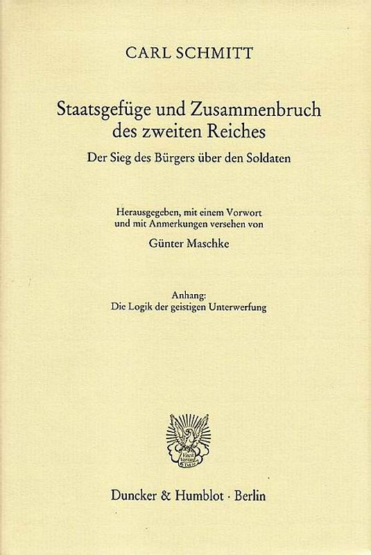 Staatsgefüge und Zusammenbruch des zweiten Reiches.