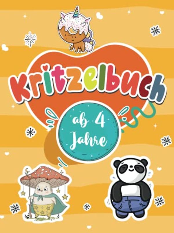 kritzelbuch für kinder ab 4 jahre: Entdecke die Welt der Tiere, die Kreativität Ihres Kindes entfalten. Dieses Malbuch enthält Zeichnungen von Einhörner, Pilze, Meerestiere, Eiscreme, und Fahrzeuge.