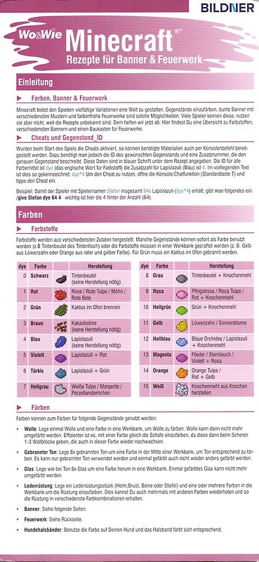 Spezialrezepte in Minecraft