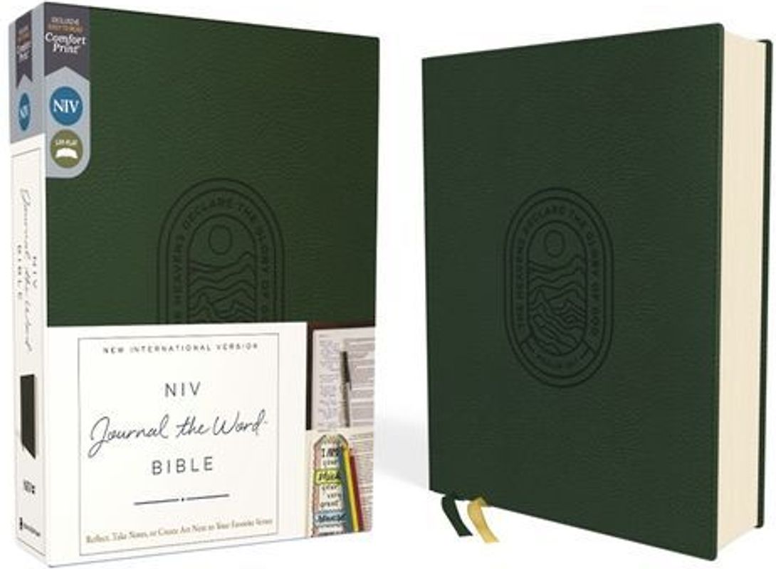 Niv, Journal the Word Bible (Perfect for Note-Taking), Leathersoft, Green, Red Letter, Comfort Print
