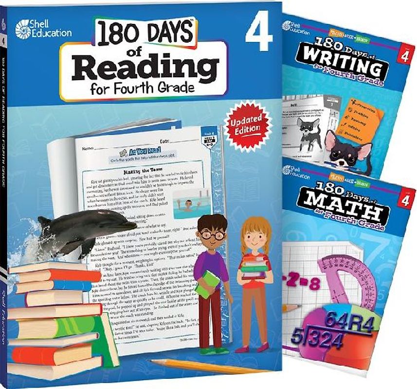 180 Days(tm) Reading, Writing and Math for Grade 4: 3-Book Set