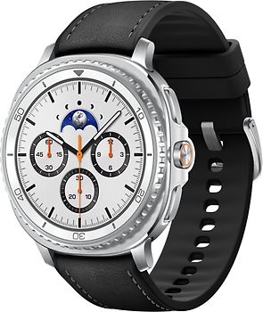 Samsung Galaxy Watch8 Classic 46 mm Boîtier aluminium blanc sur Hybride premium noir [Wi-Fi]