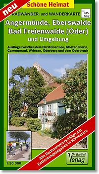 Radwander- und Wanderkarte Angermünde, Eberswalde, Bad&nbsp;Freienwalde&nbsp;(Oder) und Umgebung