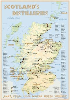 Whisky Distilleries Scotland - Poster 70x100cm Premium Edition