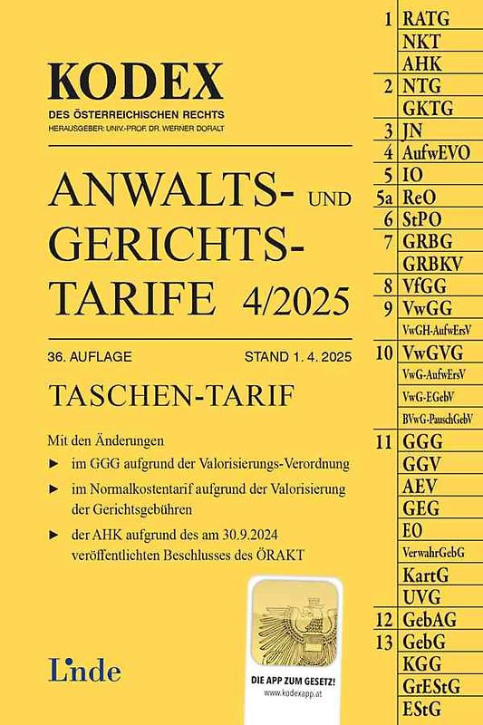 KODEX Anwalts- und Gerichtstarife 4/2025