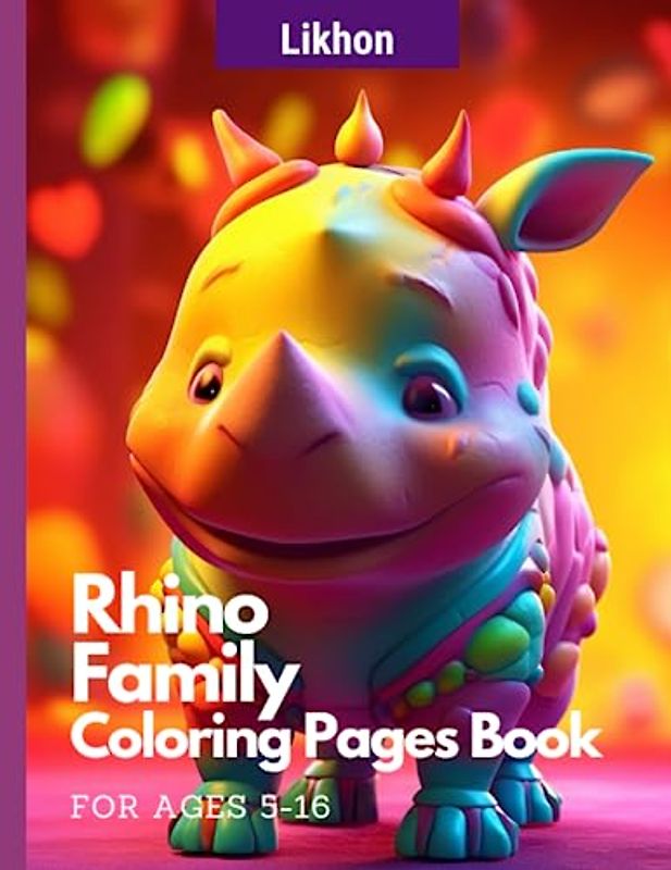 Likhon Rhino Family Coloring Pages Book for Ages 5-16