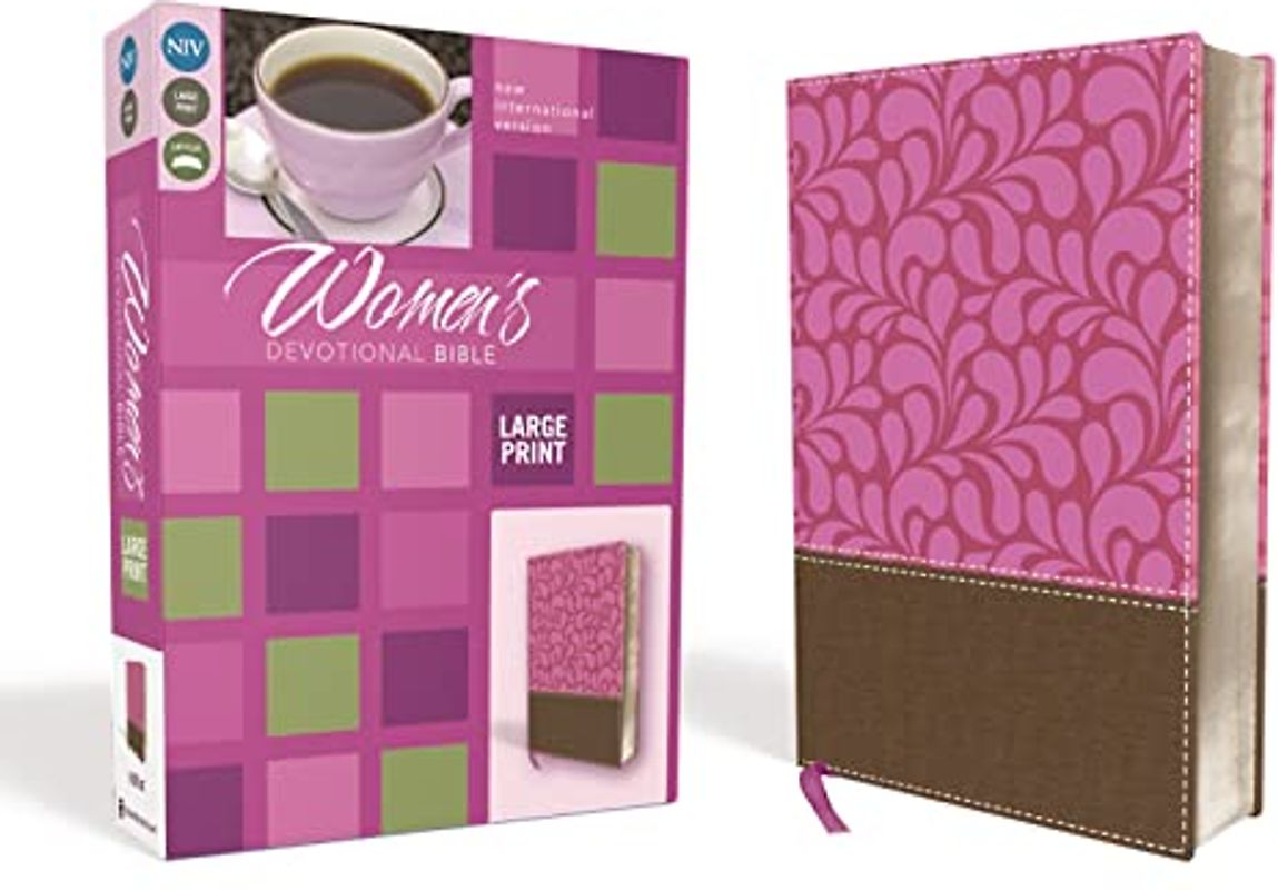 NIV, Women's Devotional Bible, Large Print, Leathersoft, Brown/Pink: New International Version, Chocolate / Berry, Leathersoft