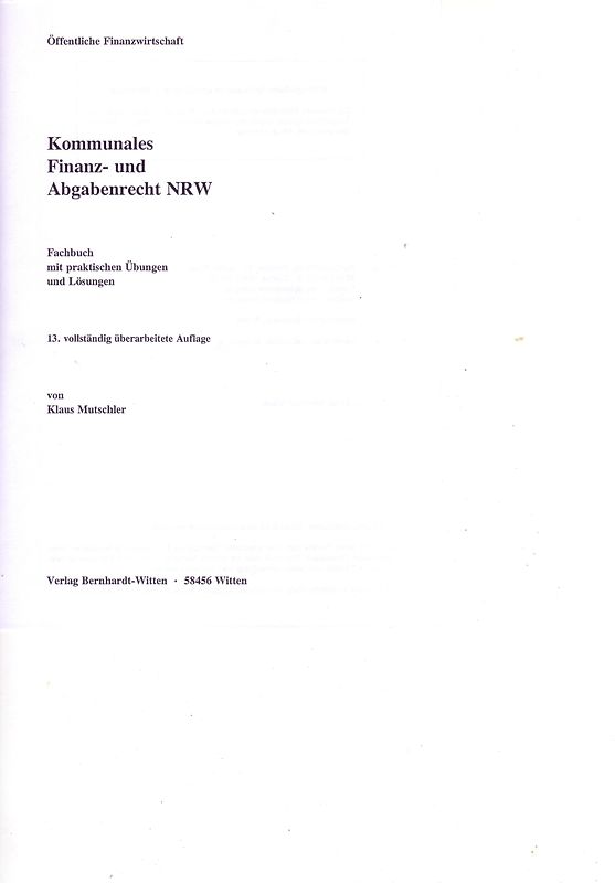 Kommunales Finanz- und Abgabenercht NRW
