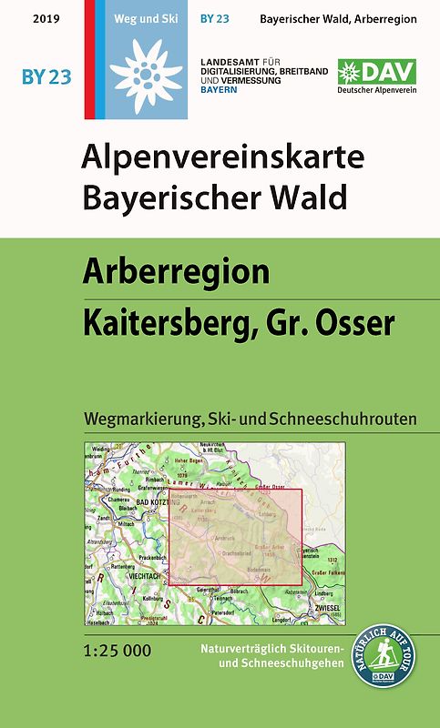 Alpenvereinskarte Bayerischer Wald, Arberregion, Kaitersberg, Osser