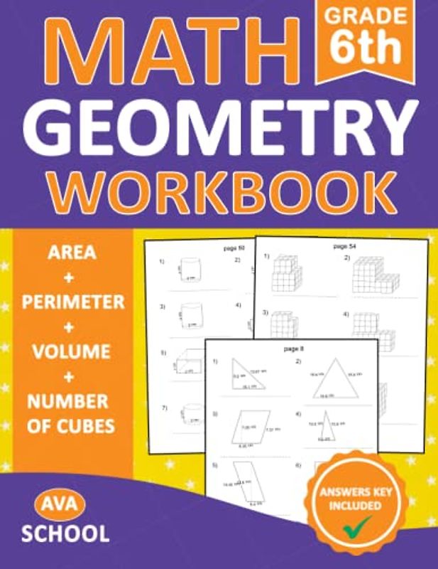 Geometry Math Workbook For Grade 6 Area, Perimeter, Volume, Number of Cubes With Answers: Geometry Math Practice Workbook For 6th Grade With More 700 Exercises | Geometry Worksheetse For Grade 6