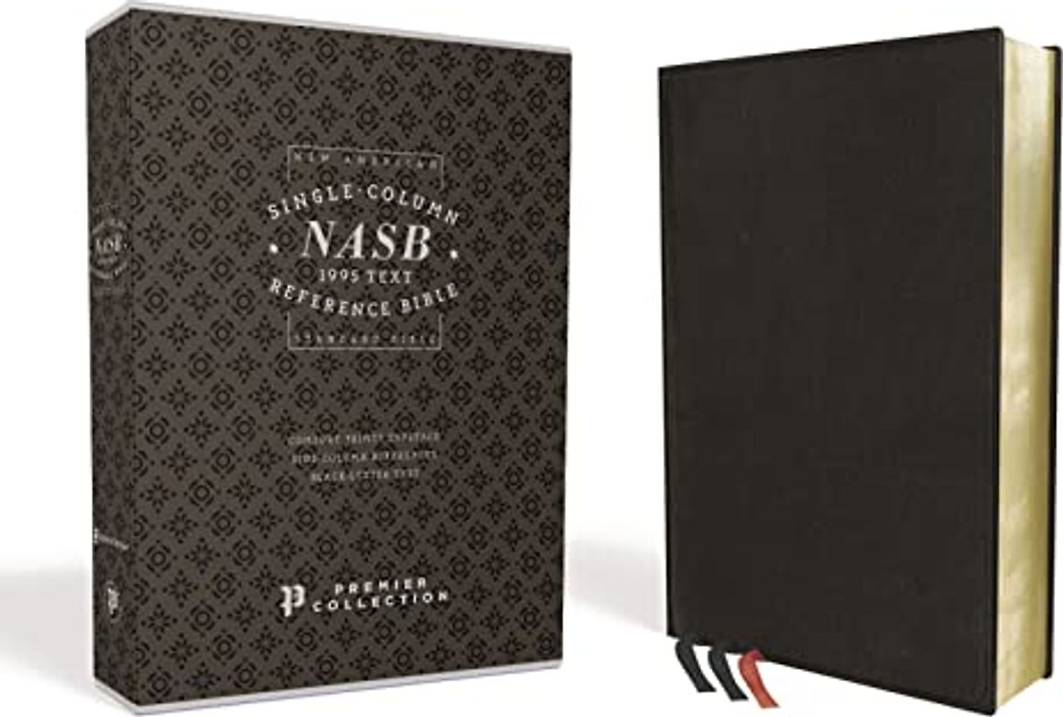 Nasb, Single-Column Reference Bible, Premium Leather, Goatskin, Black, Premier Collection, 1995 Text, Comfort Print