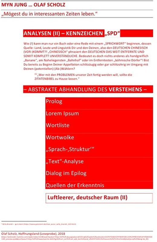 MYN JUNG … OLAF SCHOLZ – ANALYSEN (II) – KENNZEICHEN „SPD“