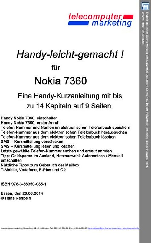 Nokia 7360-leicht-gemacht. Handy-leicht-gemacht für Nokia 7360