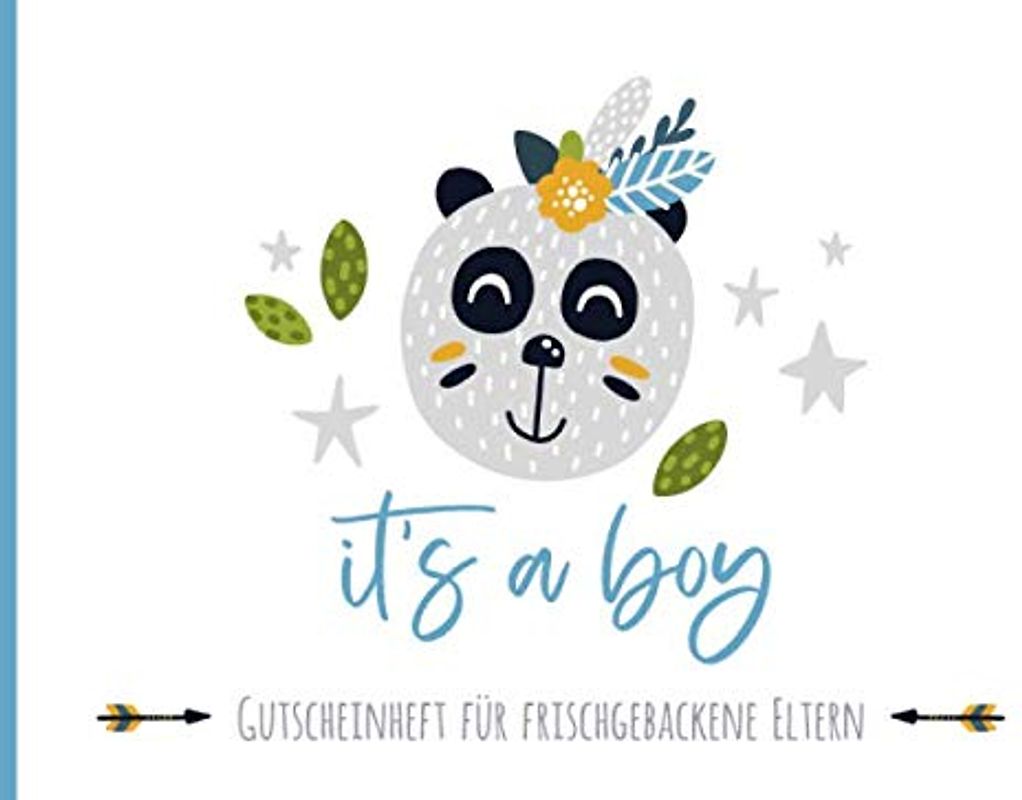 It's a boy - Gutscheinheft für frischgebackene Eltern: kleines Gutscheinbuch als Geschenk zur Geburt eins Jungen mit 12 vollfarbigen Blanko ... im Scandi Stil in türkis, blau und grün Tönen