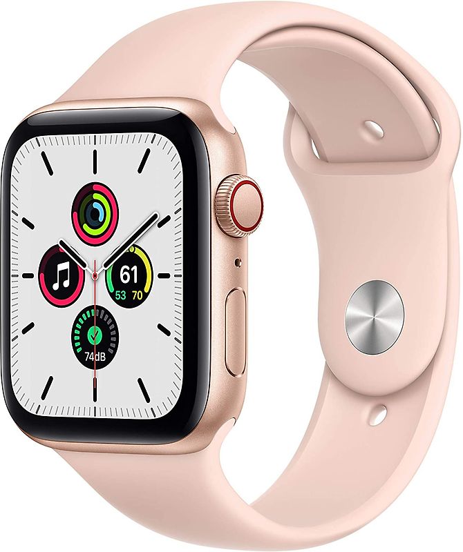 Apple Watch SE 44 mm Cassa in alluminio oro con Cinturino Sport rosa sabbia [Wi-Fi + Cellular]