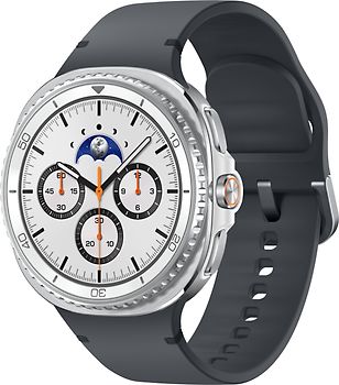 Samsung Galaxy Watch8 Classic 46 mm Boîtier aluminium blanc sur Sport en silicone S/M graphite [Wi-Fi]