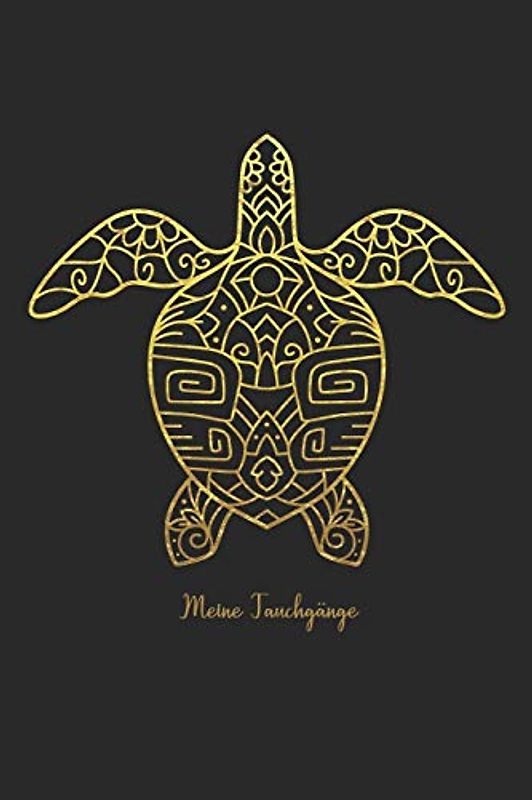 Meine Tauchgänge: Logbuch für Taucher - A5 100 Seiten - Geschenk Tauchen | Dive Log Schildkröte gold