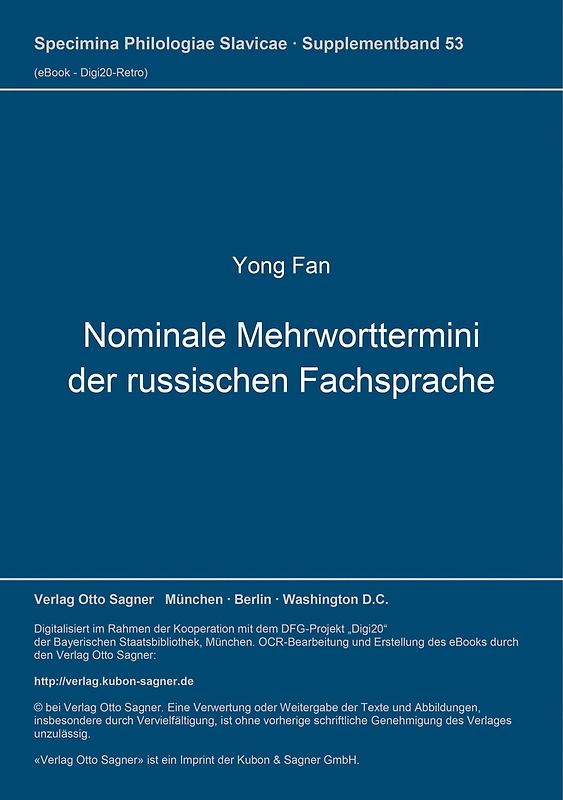 Nominale Mehrworttermini der russischen Fachsprache