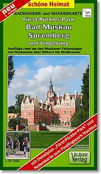 Radwander- und Wanderkarte Fürst-Pückler-Park, Bad Muskau, Łęknica, Weißwasser und Umgebung
