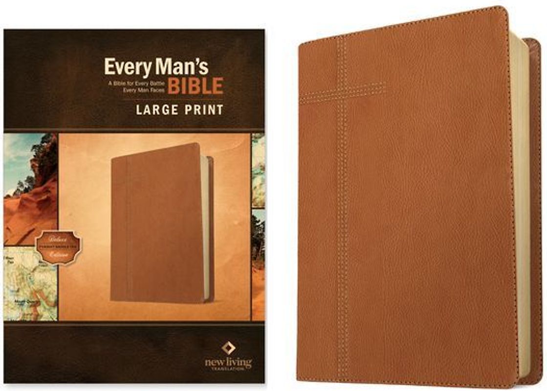 Every Man's Bible Nlt, Large Print (Leatherlike, Pursuit Saddle Tan)