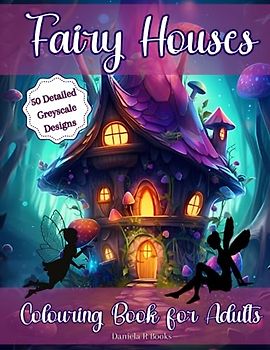 Fairy Houses Colouring Book for Adults: 50 Unique Enchanting Fantasy Fairy Houses: Adult Colouring Book Full of Intricate Greyscale Designs for Teens and Adults to Promote Relaxation