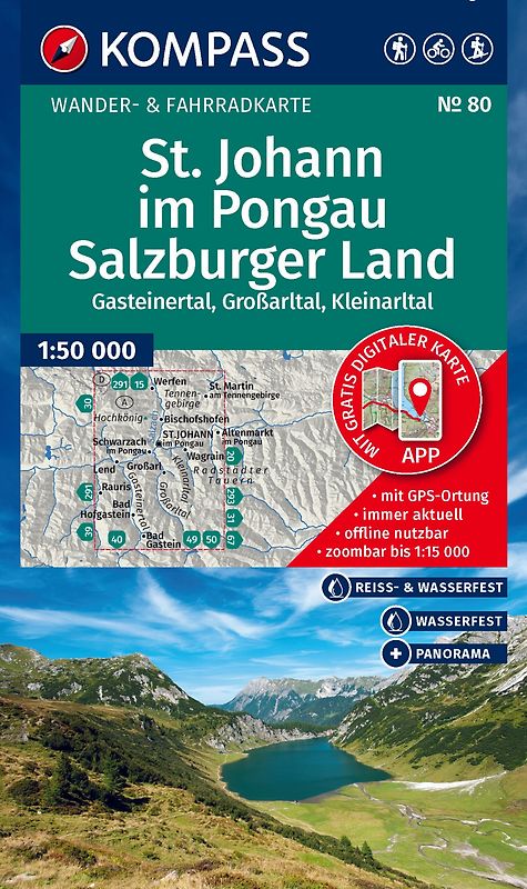 KOMPASS Wanderkarte 80 St. Johann im Pongau, Salzburger Land 1:50.000