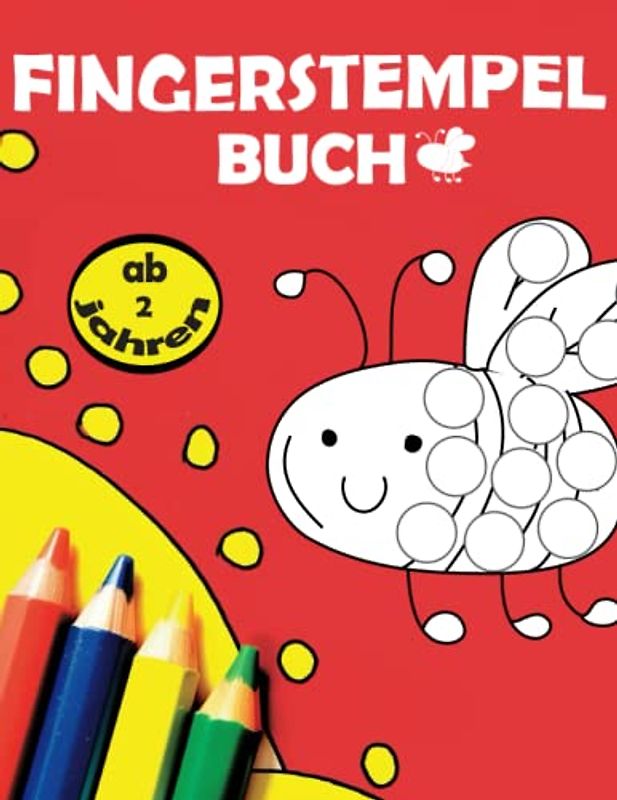 fingerstempelbuch ab 2 jahren: 46 niedliche Tiere, Illustrationen zum Fingerstempeln, mit Namen, Malen und Basteln – Fingerfarben-Stempelbuch für Jungen und Mädchen