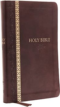 KJV, Thinline Bible, Standard Print, Imitation Leather, Brown, Indexed, Red Letter Edition, Comfort Print