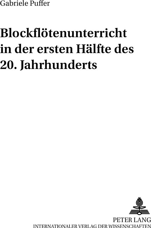 Blockflötenunterricht in der ersten Hälfte des 20. Jahrhunderts