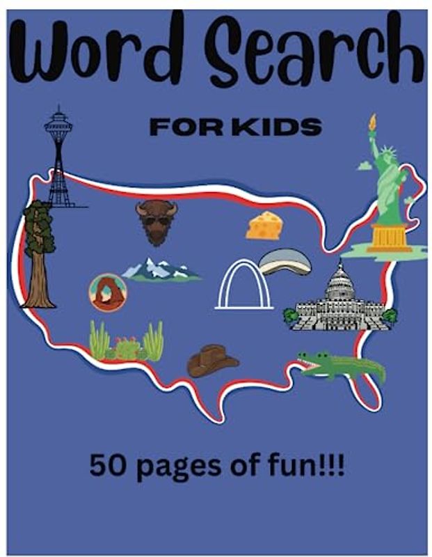 USA kids word search: for kids 6-12yrs old + solutions